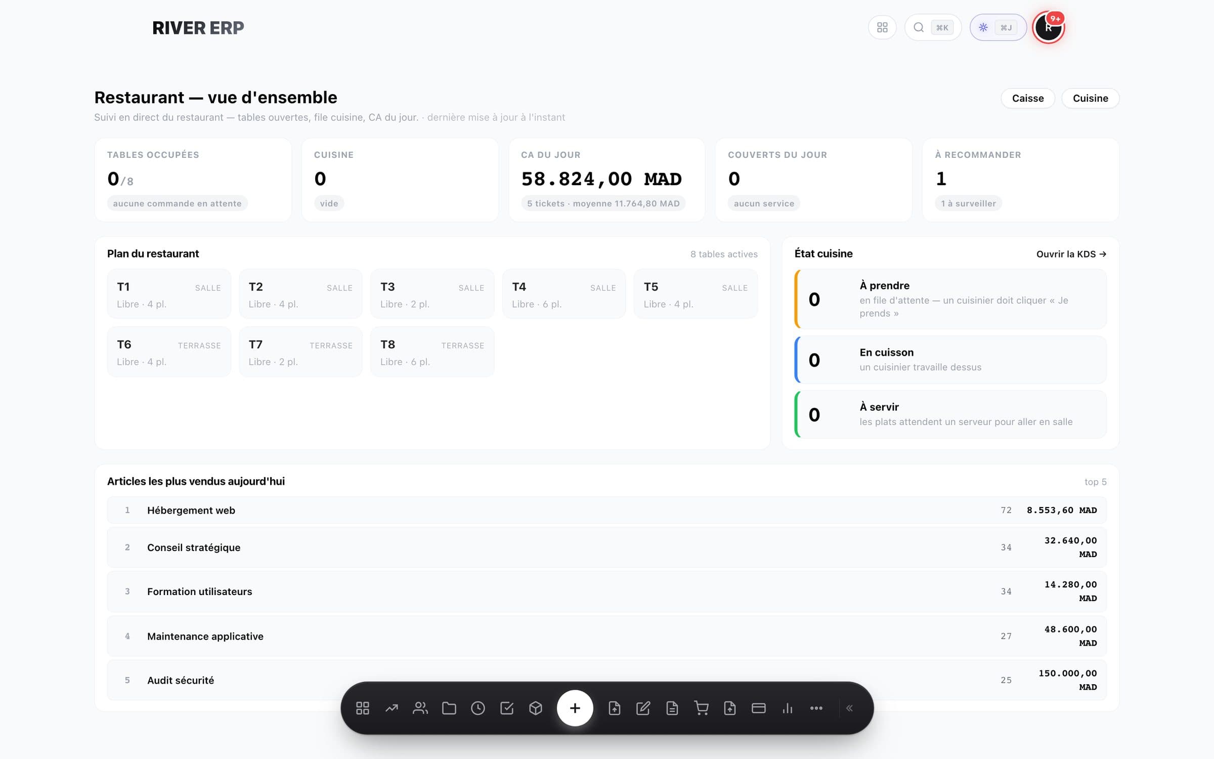 Restaurant dashboard